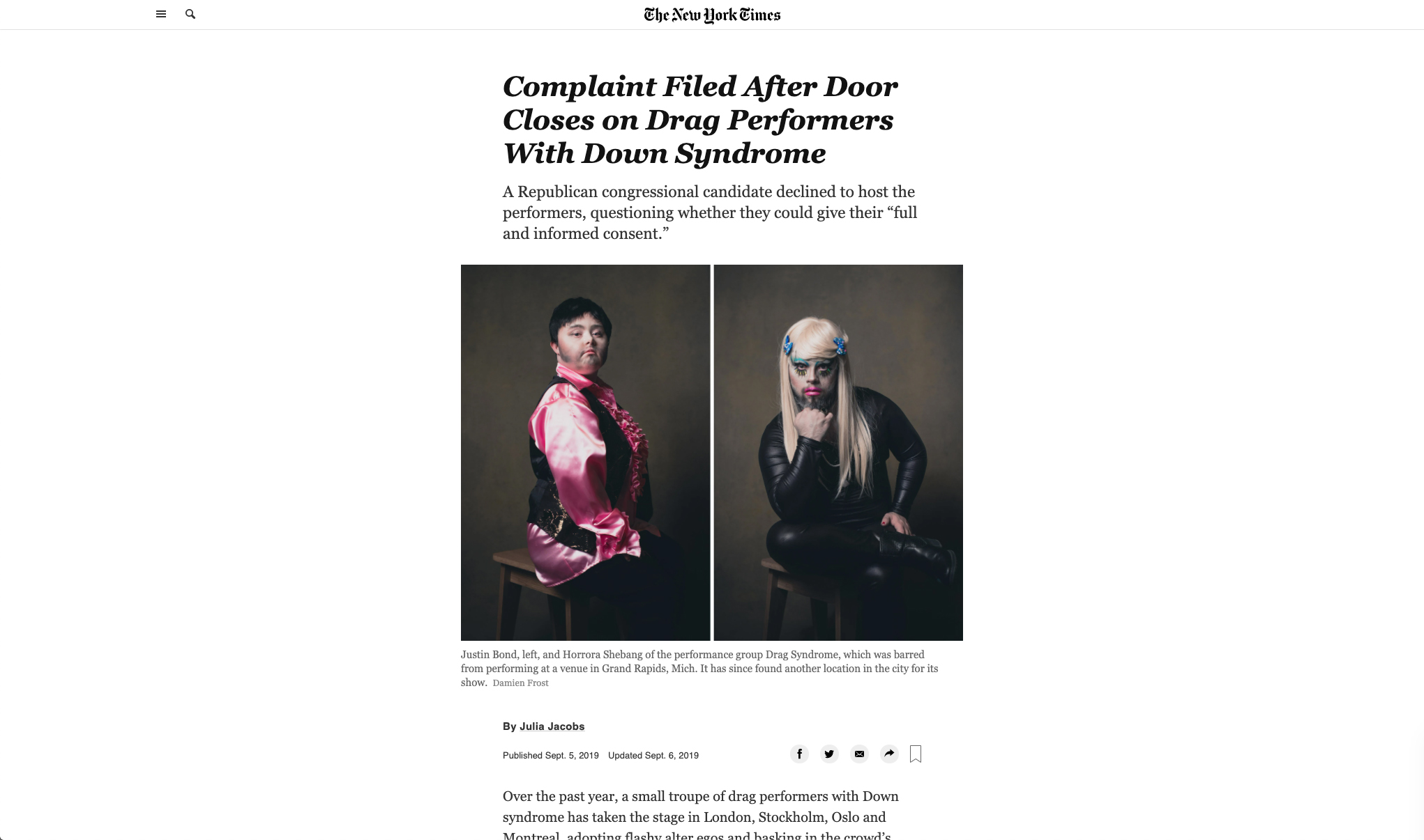 Drag Syndrome New York Times photos by Damien Frost