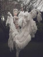Ewa Wilczynski  in back garden (wearing Inbar Spector dress), London 2017