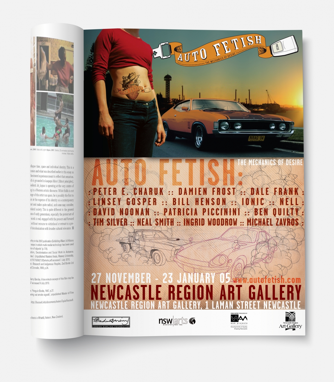 Auto Fetish exhibition catalogue inside spread
