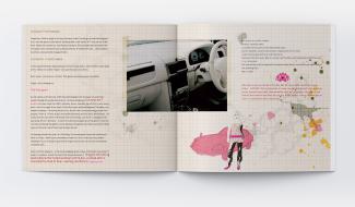 Auto Fetish exhibition catalogue inside spread