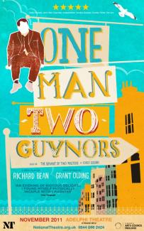 One Man Two Guvnors theatre poster draft concept design by Damien Frost