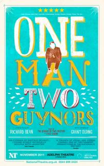 One Man Two Guvnors theatre poster draft concept design by Damien Frost